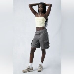 PacSun Charcoal Mid Rise Tie Cargo Skater Shorts